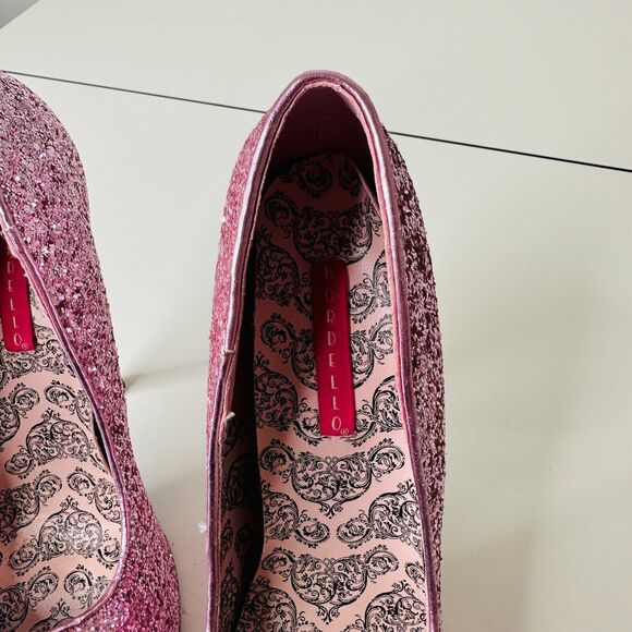 Bordello Teeze 06G Barbie Pink Sexy Glitter Platform Stiletto Heel Pumps 6.5 - Picture 13 of 14